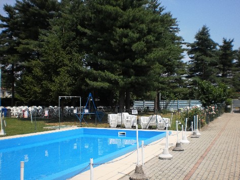 Vasca più piccola accanto al prato e agli alberi